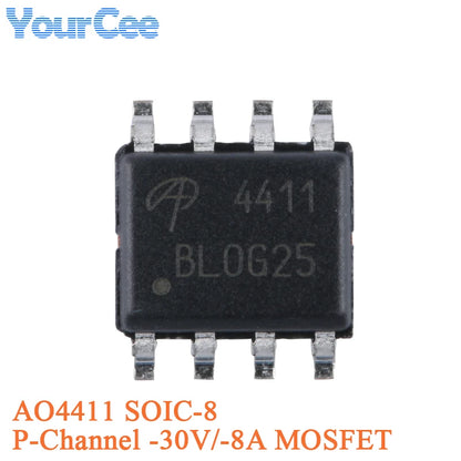 MOSFET Canal-P AO4407A SMD SOIC-8 30V 12A (Opciones AO44xx disponibles) - Lote 5/20 Piezas