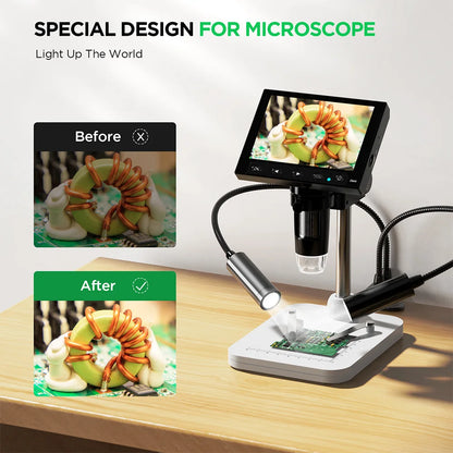 Elikliv Gooseneck Auxiliary Lights for Digital Microscope 118cm Flexible Microscope LED Lights with 3 Lighting Modes USB Cable