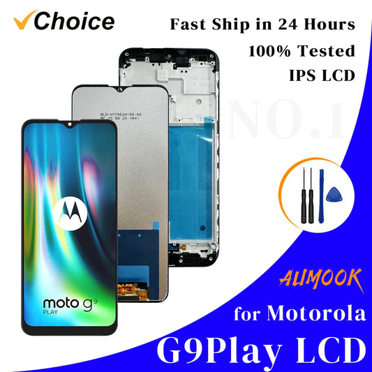 G9 Play IPS LCD for Motorola G9 Play LCD Display Touch Screen Digiziter Assembly pantalla For Moto G9Play With Frame LCD Display