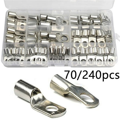 Kit Terminales Anillo Ojal Cobre Estañado (35mm², 60 Terminales) Conectores Cable Desnudo (70/240 Piezas)
