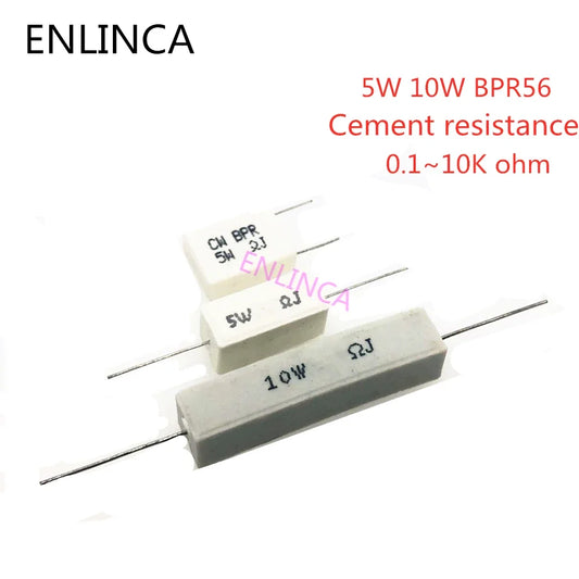 Resistencia Cerámica Cemento BPR56 (5W/10W, 0.1 Ohm - 10k Ohm) (10 Unidades)