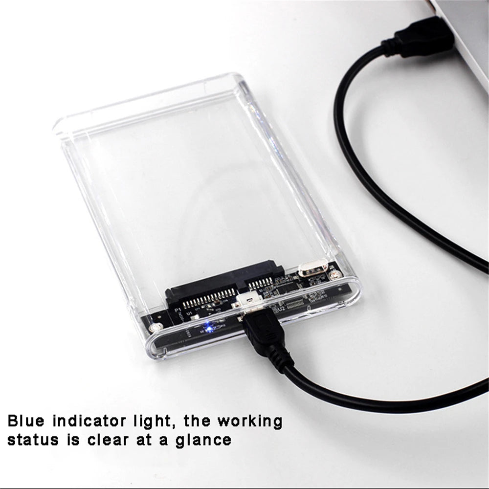 Carcasa Externa USB 3.0 para Disco Duro HDD/SSD SATA 2.5" (5Gbps) Caja Portátil Harddisk Cable Incluido