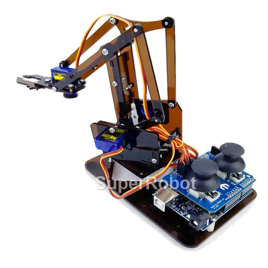 Kit Garra Brazo Robot Manipulador Mecánico Acrílico 4-DOF (Desarmado, para SG90/MG90S) Arduino STEAM