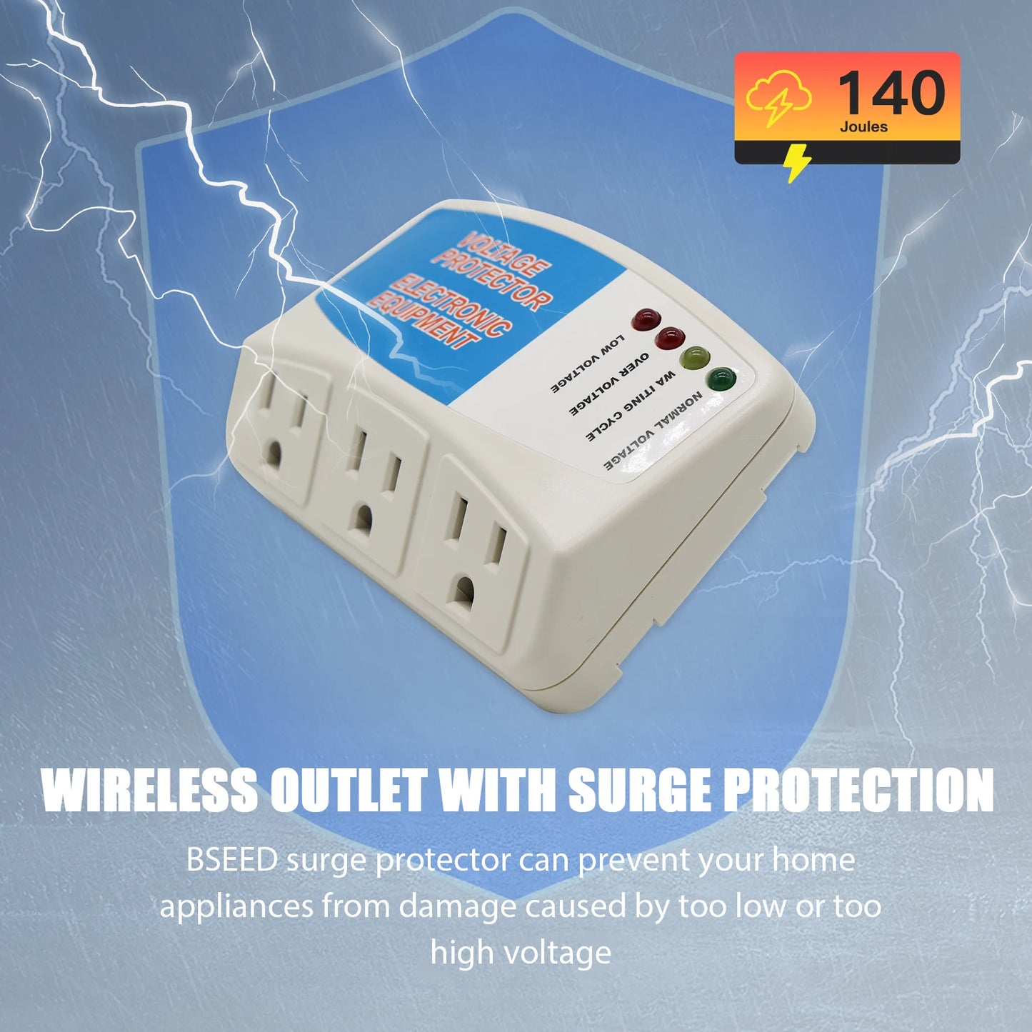 Protector Sobretensión Enchufe Pared Triple US 120V BSEED (Pack 2/3)