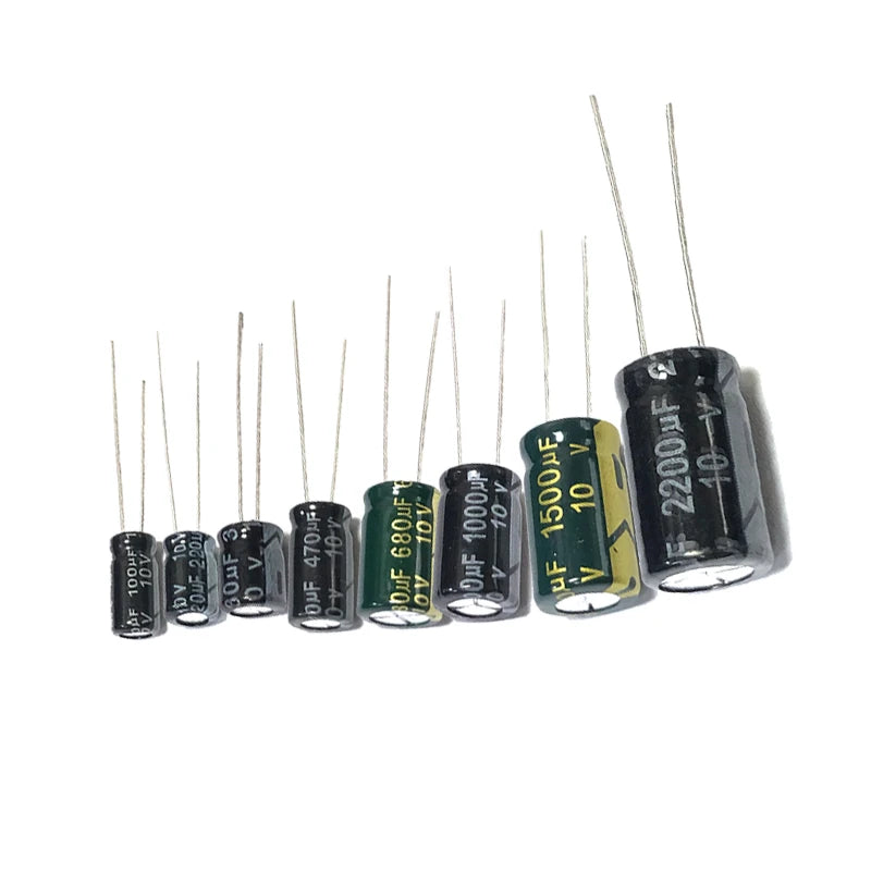 Capacitor Electrolítico Aluminio (100uF-680uF, 10V, 5x11mm) - Unidad (Especificar Valor)