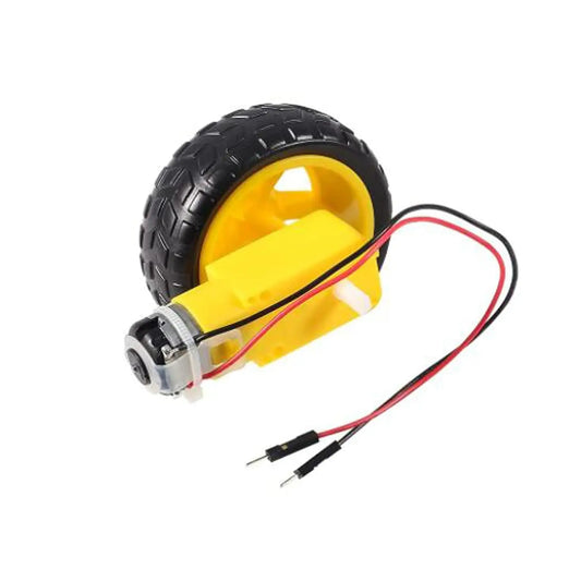 Kit Motor DC 3-6V con Caja Cambios Doble Eje (200RPM, Ratio 1:48) y Rueda Neumático para Robot Auto Inteligente Arduino DIY (4 Sets)