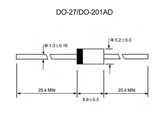 Diodo Schottky THT 1N5822 (IN5822) 3A 40V DO-27 / DO-201AD - Lote 10 Piezas