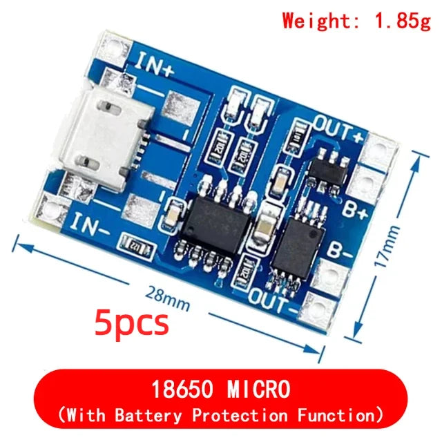 TP4056 5V 1A Type-c USB 18650 Lithium Battery Charging Board Charger Module with Protection Dual Functions