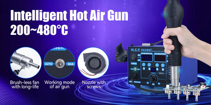 WEP 862BD+ Visible Adjustable Temperture Air Volume BGA Rework Station Hot Air Soldering Station SMD Rework Station With ESD