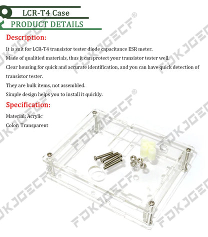 Tester Transistor LCR-T4 - Medidor ESR, Diodo, Triodo, Capacitancia, MOS (Mega328) - (Sin Batería, con Case)