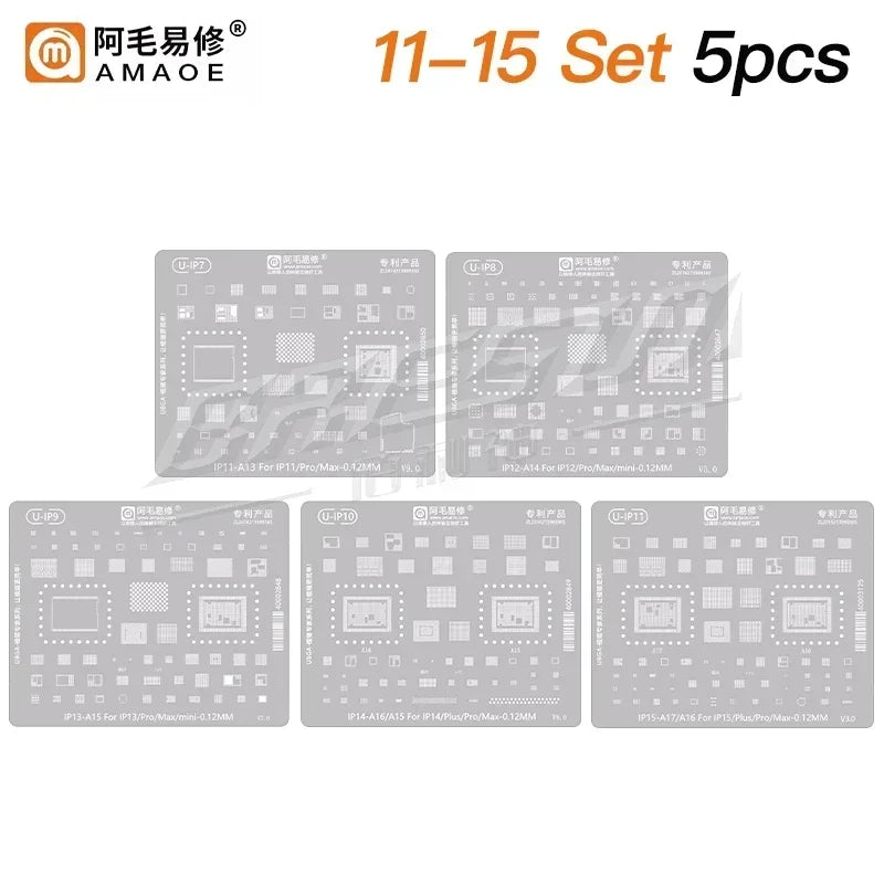 QIANLI MEGA-IDEA Black BGA Reballing Stencil Multifunction Universal Net for iPhone 6-16 Pro Max Planting Tin Steel Mesh tools