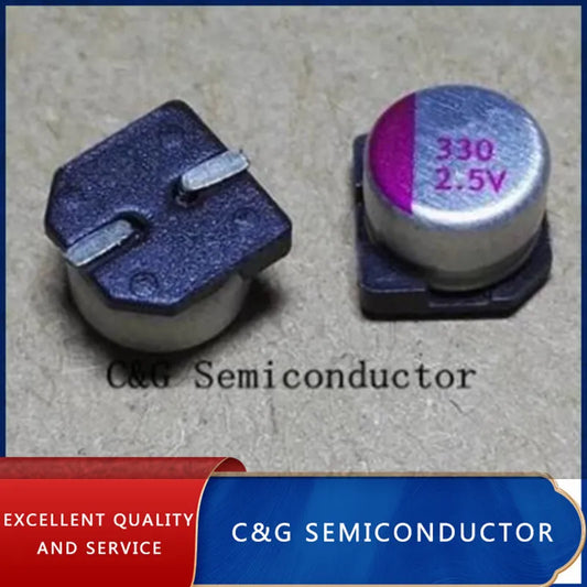 Capacitor Sólido Polímero Montaje Superficial (330uF, 2.5V, 6x6mm) Placa Madre - Pack 10 Unidades