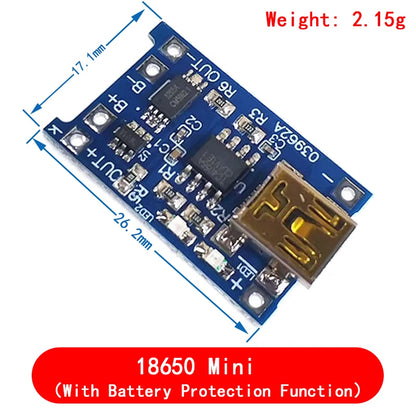 Lote 10 Pcs Módulo Cargador Batería Litio TP4056 5V 1A 18650 con Protección Dual 1A Li-ion