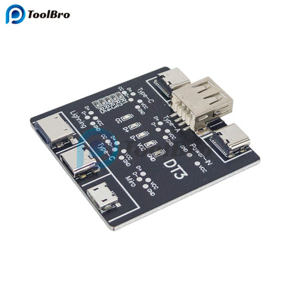 Placa Detección Cables DT3 (Tipo-C/Micro USB/Lightning) - Tester Carga Rápida para iOS/Android