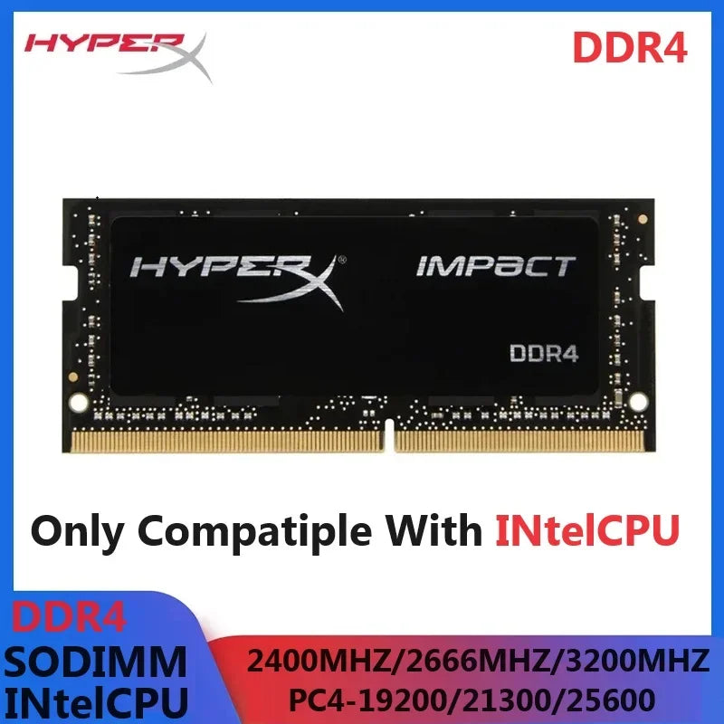 Memoria RAM HyperX Laptop DDR4 SODIMM (4/8/16GB, 2133-3200MHz, 260pin) - Compatible Intel CPU