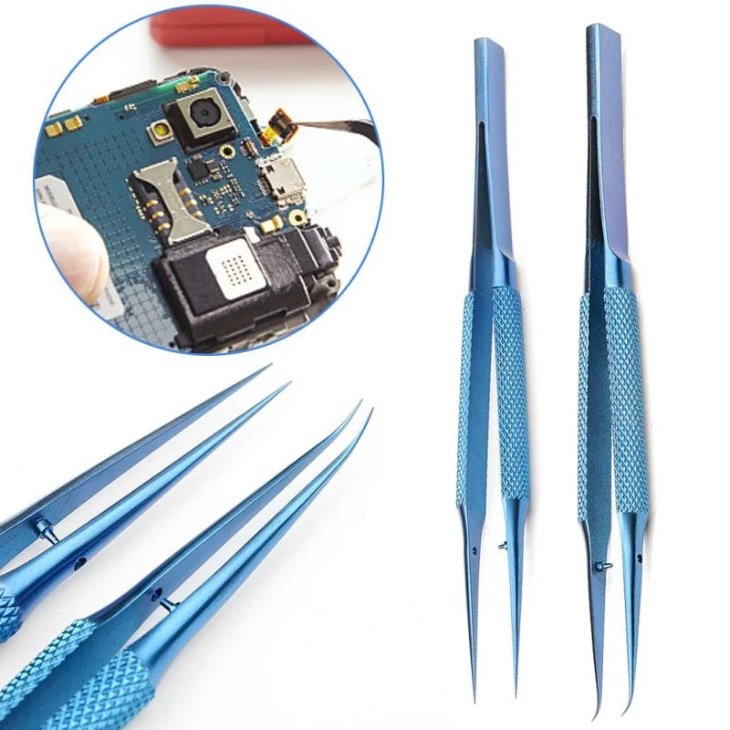 Pinzas Precisión Aleación Titanio Antimagnéticas Profesionales para Reparación Huella Digital/Línea Salto/Placa Base Teléfono