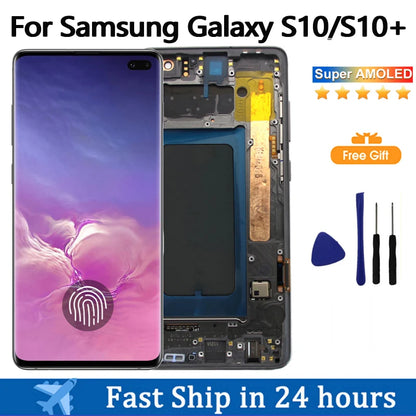 Pantalla LCD Super AMOLED para Samsung Galaxy S10 S10 Puls, montaje de digitalizador con pantalla táctil para Samsung S10 + G973F G975F