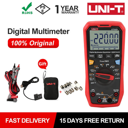 Multímetro Digital Profesional UNI-T UT61E/UT61D/UT61B - Test Capacitancia DC/AC 1000V (60mF/220mF), True RMS, Auto Rango