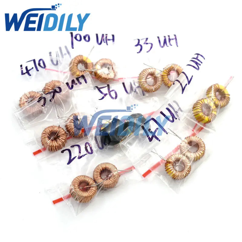 Kit Surtido Inductores Toroidales 3A para LM2596 - 8 Valores (22uH a 470uH) (Total 16 Piezas)