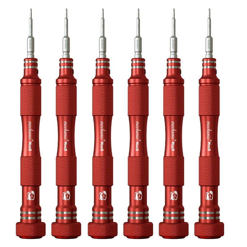 Destornillador Precisión Antideslizante MECHANIC MAX8 (Puntas 0.8 Torx / 0.6 Y / 1.2 Phillips / 1.5 Phillips / 2.5 Phillips / T2) para Reparación Móvil/Cámara
