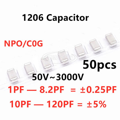 Capacitor Cerámico SMD (1pF-120pF, NPO/C0G) - Pack 50 Unidades (Valores Surtidos)