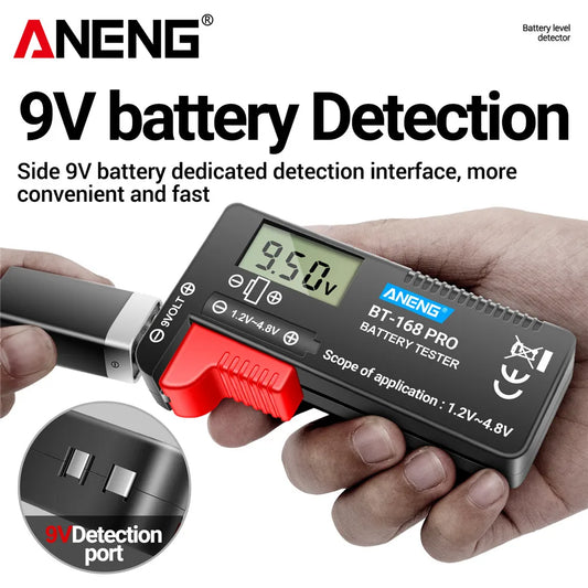 Probador Baterías Digital ANENG BT-168 PRO (Analizador Carga Capacidad) Universal para 9V/AAA/AA/Pila Botón