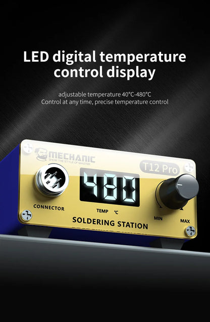 MECHANIC T12 Pro Soldering Station - Intelligent LED Digital Display Anti-Static Thermostat Heating Repair Welding Tool