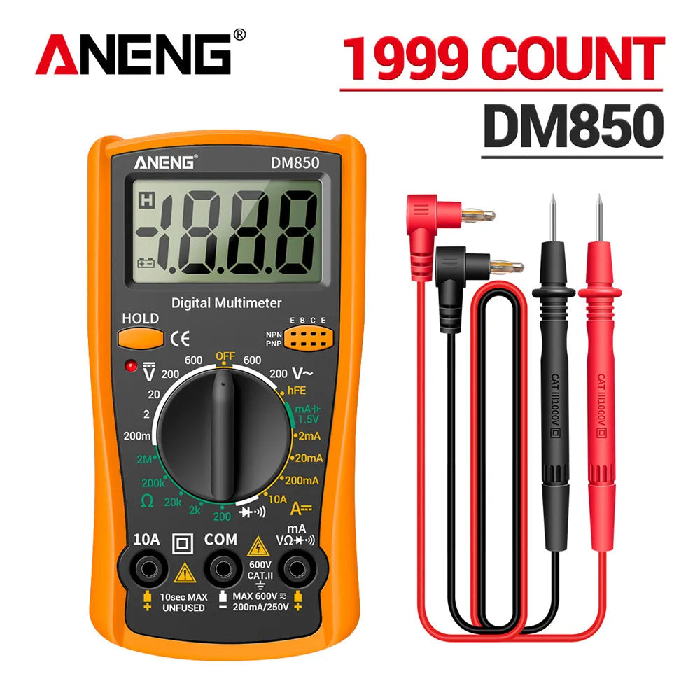 Multímetro Digital Automático Profesional ANENG DM850 (1999 Cuentas) Tester Voltaje AC/DC/Ohm/Corriente Amperímetro Detector