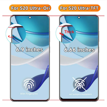 Conjunto de pantalla TFT S20 Ultra para Samsung Galaxy S20 Ultra 5G G988 G988U pantalla Lcd pantalla táctil Digital con marco