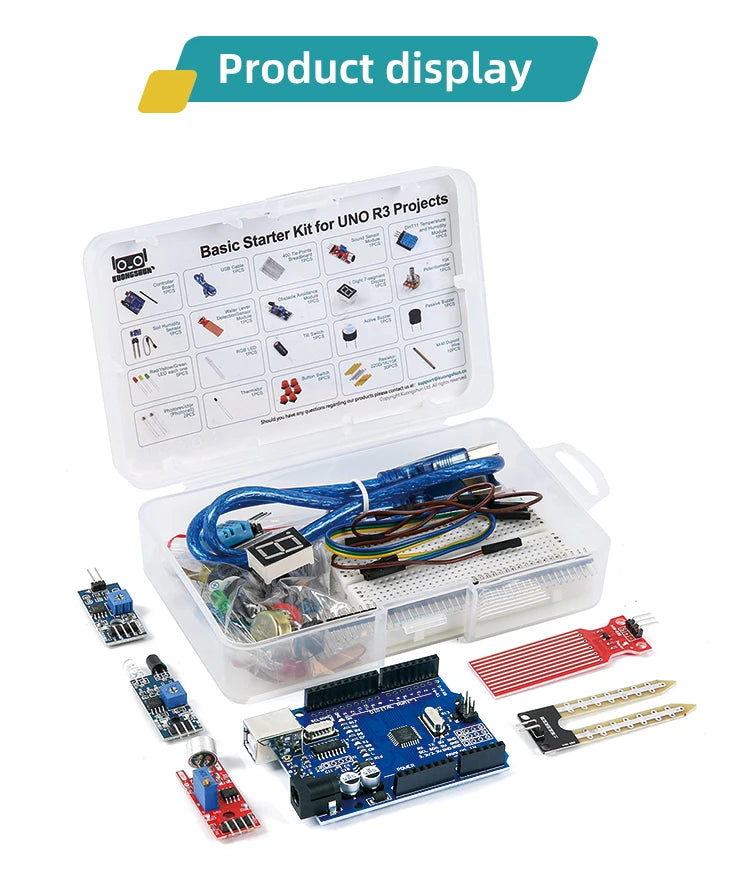 Kit Inicio KUONGSHUN con Caja Retail para Programación Educacional Niños compatible Arduino UNO R3