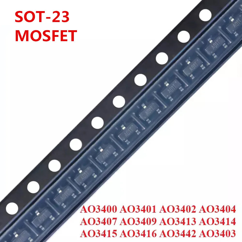 MOSFET SMD SOT-23 Serie AO34xx (AO3400/01/07/09/13/14/15/16/19/20/22)