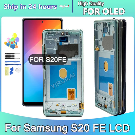 Pantalla LCD OLED 6,43 para Samsung Galaxy S20 FE G780 S20FE 5G G781, montaje de digitalizador con pantalla táctil de repuesto