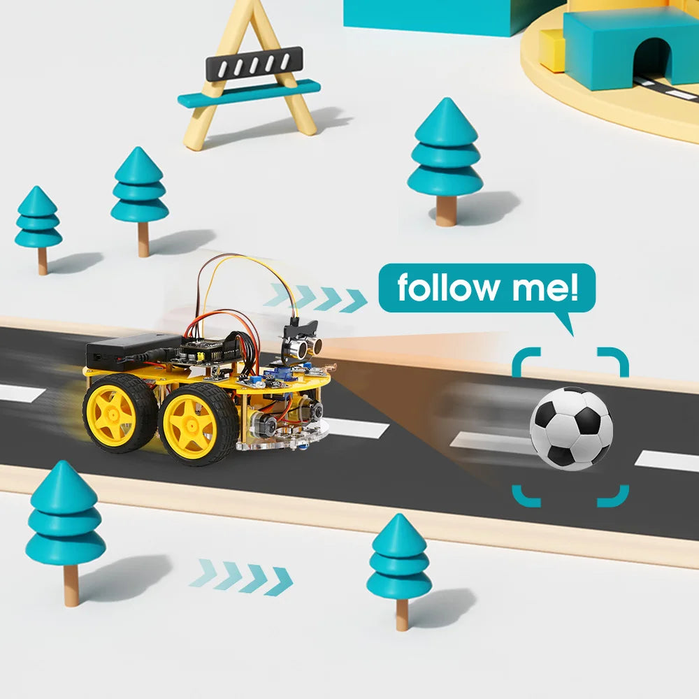 Kit Auto Robot Inteligente KUONGSHUN 4WD WiFi Multifunción ESP32 para Arduino