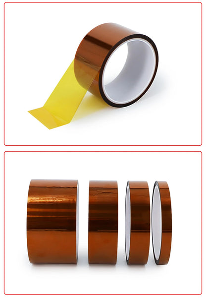Cinta Adhesiva Kapton Poliimida Alta Temperatura (10-50mm Ancho, 33m Largo) Resistente Calor para Enmascarar/Soldar