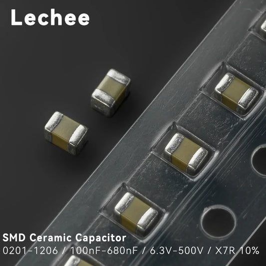 Capacitor Cerámico SMD (100nF-680nF / 0.1uF-0.68uF, 50V, X7R 10%, 0201-1206) MLCC - Pack 100 Unidades (Valores Surtidos)
