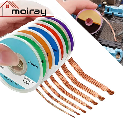 Malla Desoldadora Trenzada (1mm/2.5mm/4mm, 1.5m/3m) Alambre Removedor Mecha Soldadura Estaño Cable Flux Herramienta Reparación