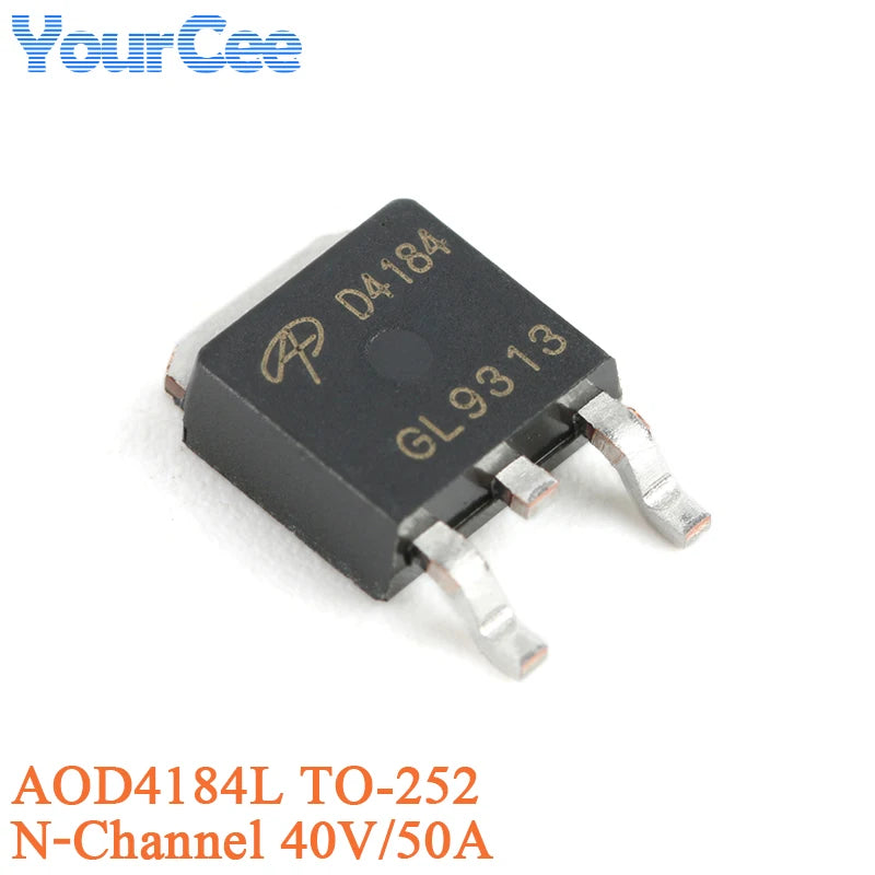 MOSFET Canal-N AOD4184L (D4184) SMD TO-252 40V 50A (Opciones AOD40x disponibles) - Lote 5/20 Piezas