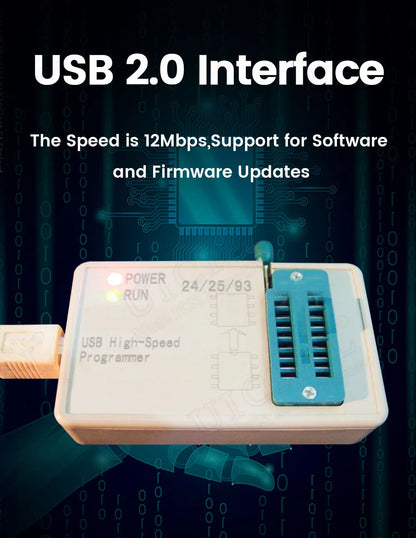 Kit Programador USB Alta Velocidad EZP2019 para EEPROM 24/25/93, Flash 25 BIOS Chip con Socket SOP + Clip