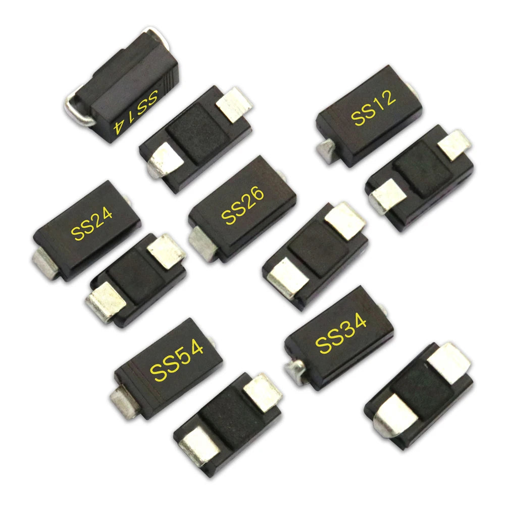 Diodo Schottky SMD (SS12/SS14/SS24/SS26/SS34/SS36/SS54/SS110/SS2200, SMA) (20 Unidades)