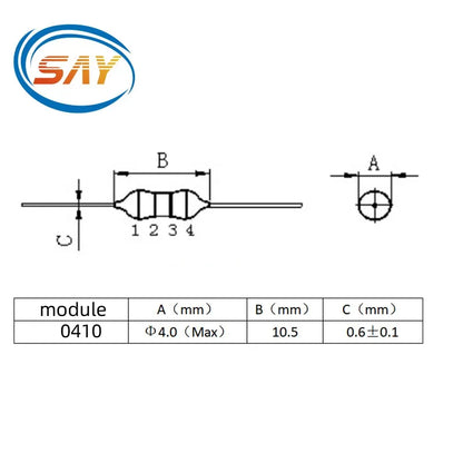 Inductor Axial Código Colores 1/2W 0410 - Varios Valores (1uH a 4.7mH) - Lote 20 Piezas
