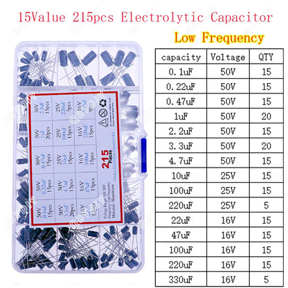 Kit Surtido Capacitores Electrolíticos DIP/SMD (1uF-1500uF, 16V-400V)