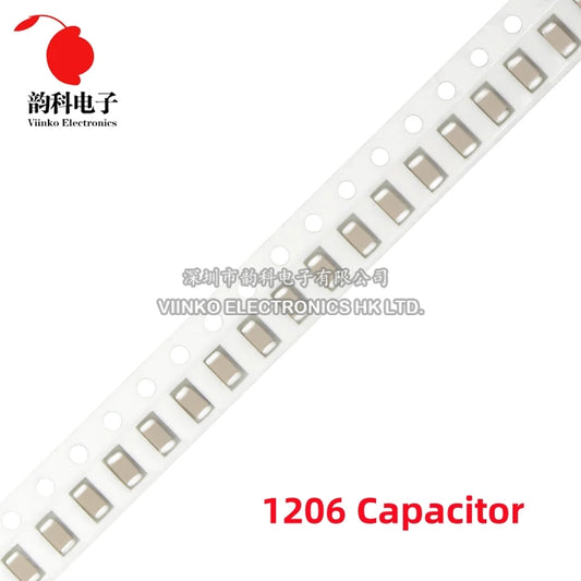 Capacitor Cerámico Multicapa Chip SMD 1206 (0.5pF-100uF) - Pack 100 Unidades (Valores Surtidos)