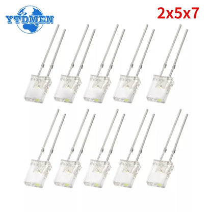 Diodo LED Transparente 2x5x7mm Kit Colores (Rojo/Amarillo/Azul/Verde) (100 Unidades)