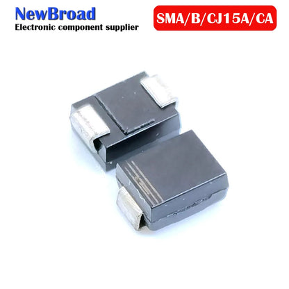 10PCS SMD TVS Diode Unidirectional SMAJ15A BM SMBJ15A LM SMCJ15A GEM Bidirectional SMAJ15CA XM SMBJ15CA BM SMCJ15CA BEM DO-214A