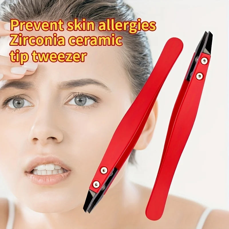 Pinzas Puntiagudas Cerámica Zirconia / Acero Inoxidable Puntas Inclinadas para Cejas/Barba/Pelo/Pestañas