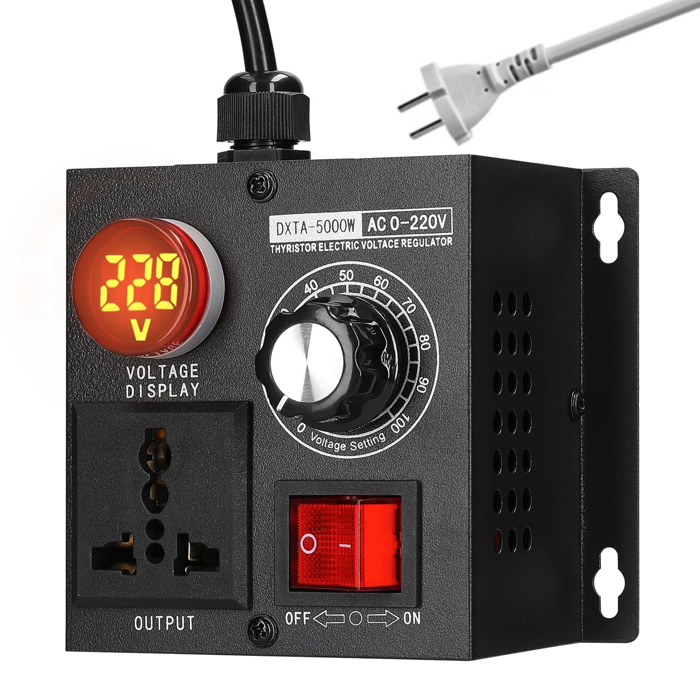 Regulador Voltaje AC 220V 4000W/5000W SCR Dimmer Ajustable Velocidad/Temperatura/Luz