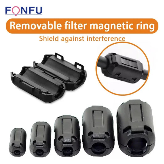 Filtro Ferrita Clip Snap Anti-Interferencia EMI/RFI Negro - Varios Diámetros (3.5mm a 15mm) - Lote 20-100 Piezas