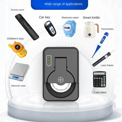 Mini Cargador Universal Portátil para Baterías Pila Botón (LIR2016/LIR2025/LIR2032/LIR1025) con Indicador LED