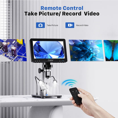 Elikliv EDM9 Pro 1200X HDMI Digital Microscope with 7'' IPS Screen 16MP Coin Soldering Electronic Microscope 32G for Windows Mac