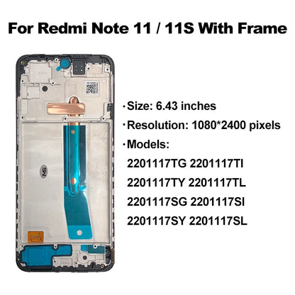 AMOLED For Xiaomi Redmi Note 11 LCD Note 11S 2201117TG Screen Touch Digitizer Replace For Redmi Note 11 Pro 2201116TG Display